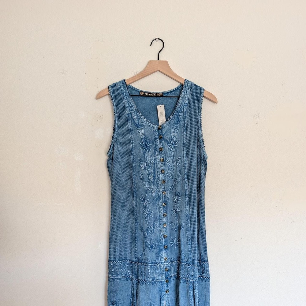 Raya Sun Vintage Y2K Blue cotton & rayon dress XL